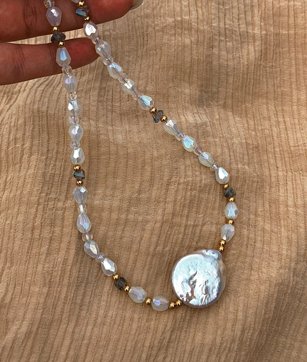 Collar Opalite Cristales Iridiscentes | Joyería Handmade