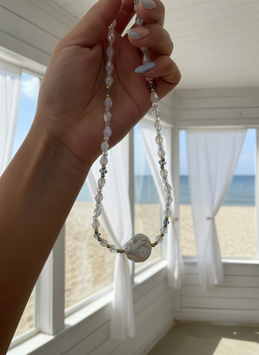 Collar Opalite Cristales Iridiscentes | Joyería Handmade